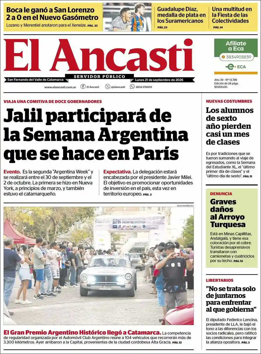 Estudios Max | EL SUDOESTE NOTICIAS - Tapa del diario Ancasti
