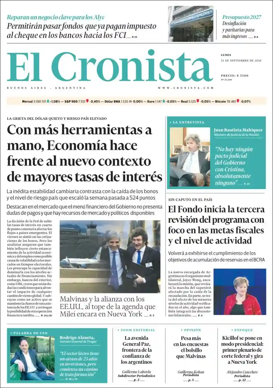 Estudios Max | EL SUDOESTE NOTICIAS - Tapa del diario Cronista