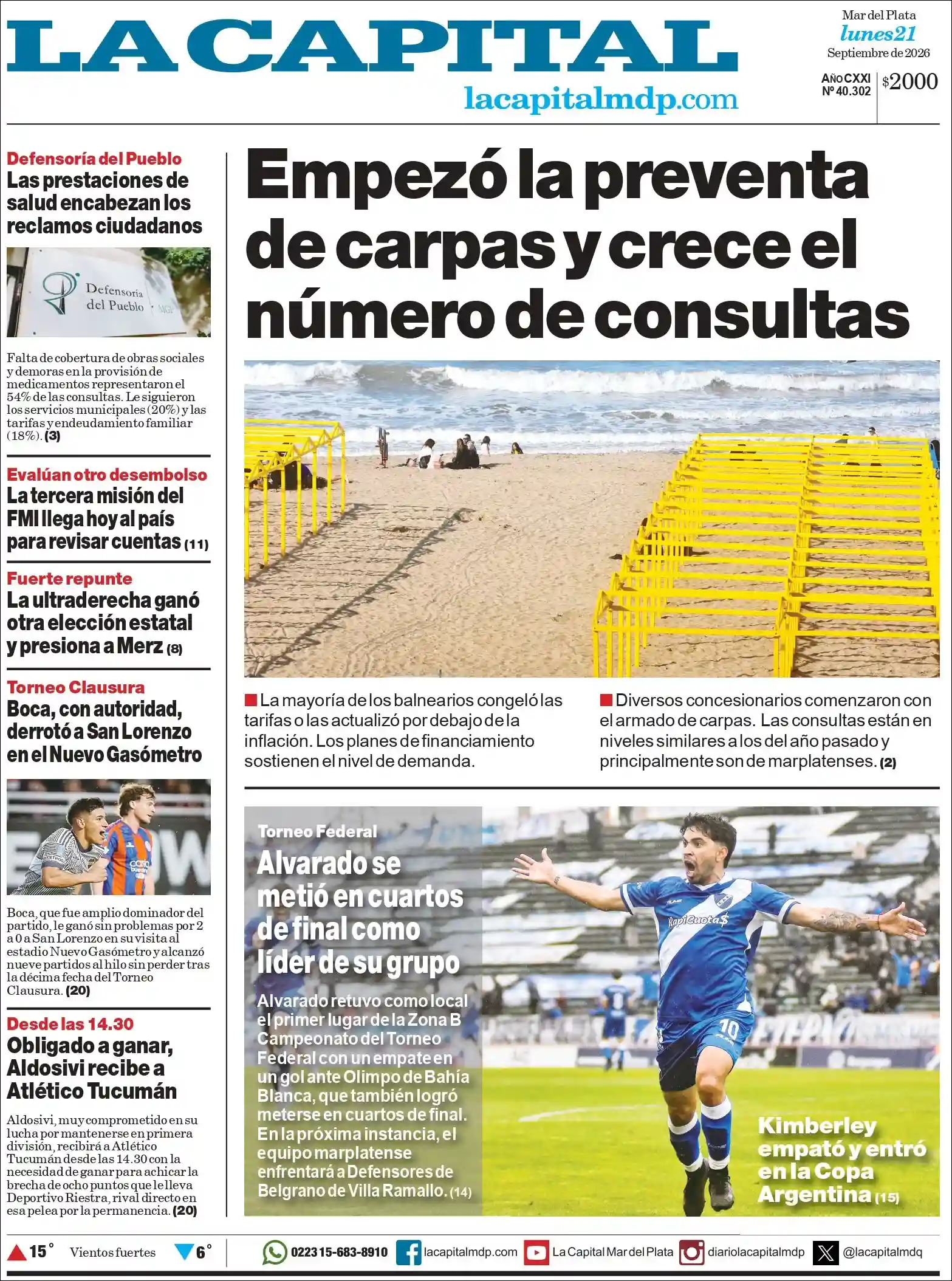 Estudios Max | EL SUDOESTE NOTICIAS - Tapa del diario La Capital